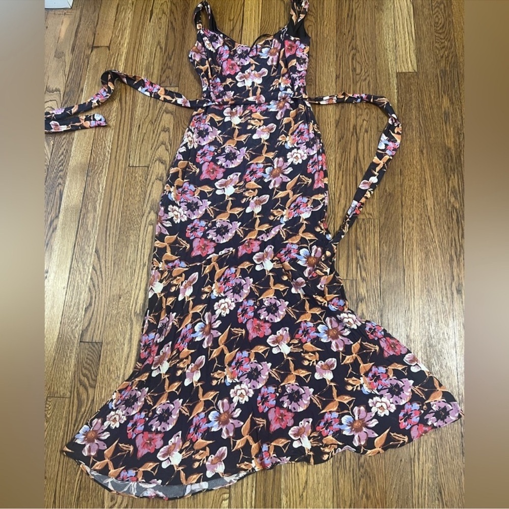 Sam Edelman Black Maxi Dress with Pink and Orange Floral - Picture 6 of 9